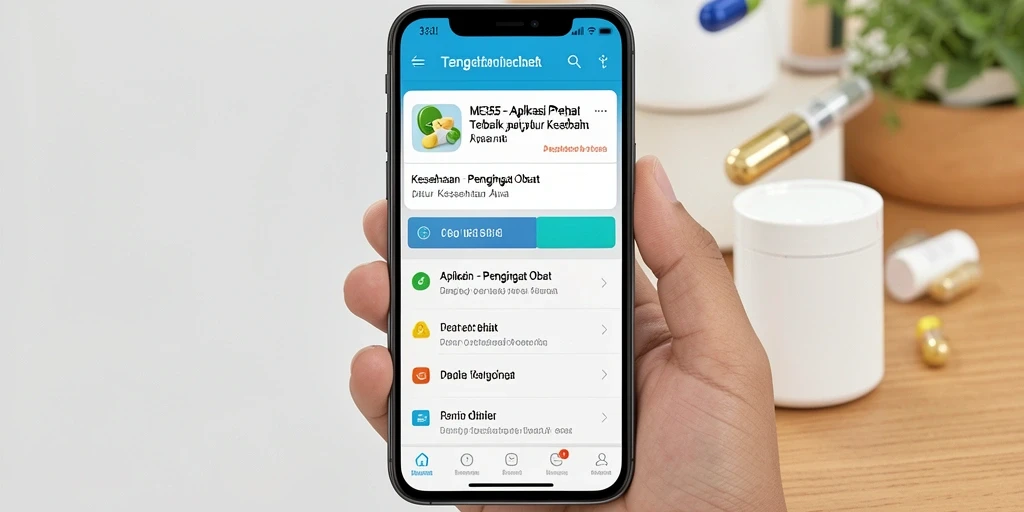 Antarmuka aplikasi ME355 yang memudahkan pengingat obat.