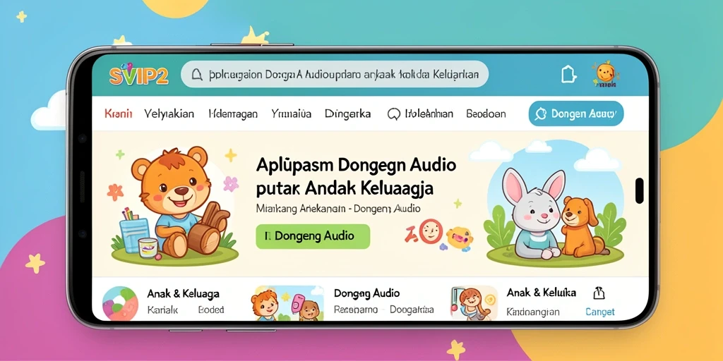 Antarmuka user-friendly SVIP2 dengan kategori dongeng audio.